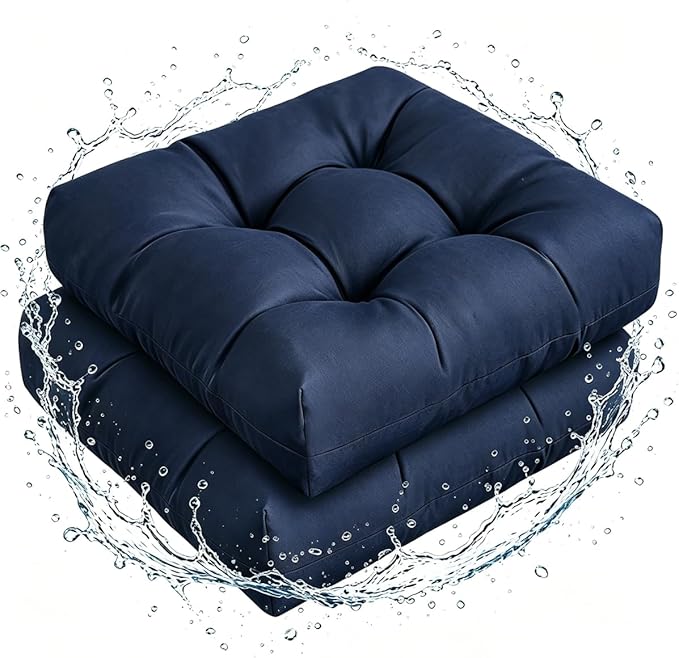 Set of 2 Outdoor Indoor Rocking Chair Cushion Square Wicker Seat Cushion