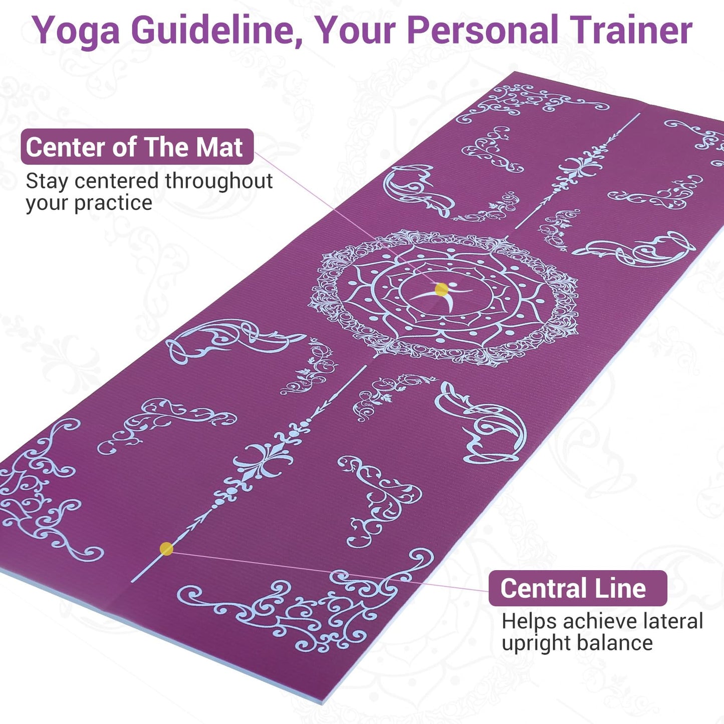 Avoalre Folding Yoga Mat, Eco-Friendly PVC Travel Yoga Mat Packable, Double Sided Non-Slip Printed Yoga Mats with Bag for Home Workout Gym Exercise Fitness Pilates Stretching (72" x 24" x 1/5" Thick)