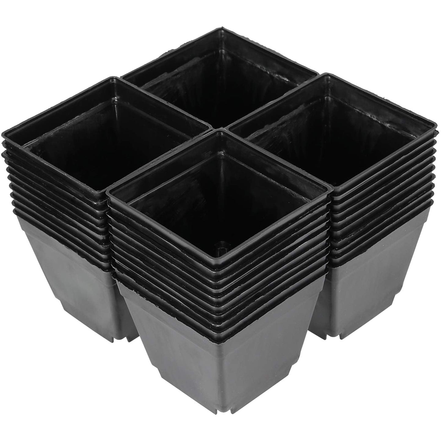 ZEONHAK 80 PCS 4 Inch Square Nursery pots, Plastic Seedling Seeds propogation Growing Pots with Trays, Post Plastic Thick Seed Start Germination for Seedling Flower, Plants, Succulents