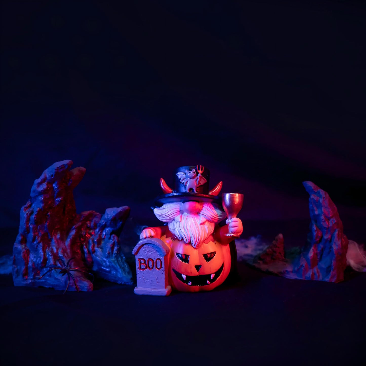WZAPPKEW 3PCS Halloween Gnomes Figurines Decor Pumpkin Themed Handmade Resin Gnome Halloween Decor Vampire Wizard Witch Gnomes Gifts for Women Home Decor Statue for Tier Tray (Pumpkin)