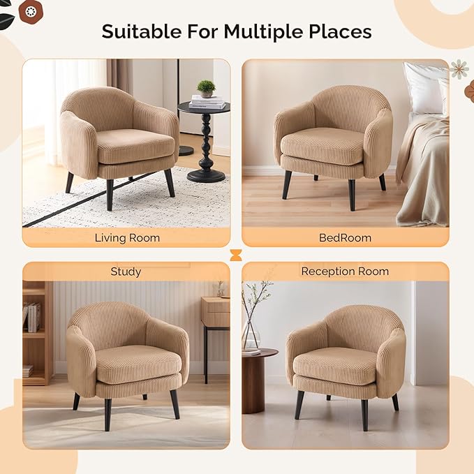 VINGLI 30.3" Wide Modern Barrel Accent Armchair