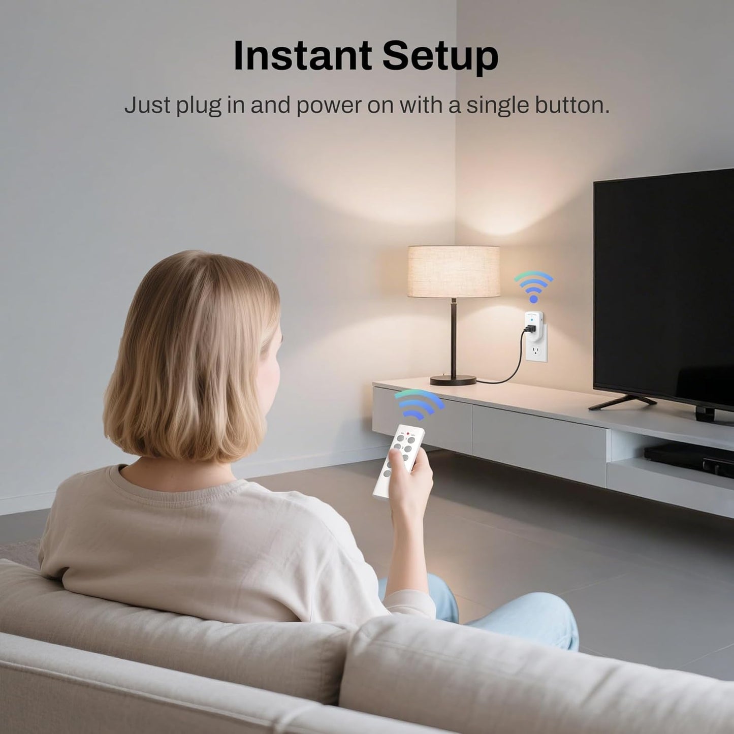 BN-LINK Wireless Remote Control Electrical Outlet Switch for Lights, Fans, Christmas Lights, Small Appliance, Long Range White (Learning Code, 5Rx-2Tx) 1200W/10A