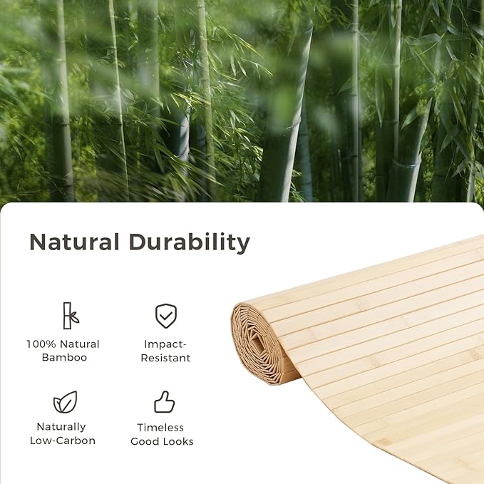 OUZUGIE 2 Pack 96x24 Inch Natural Bamboo Wall Panel – Carbonized Pole Wrap