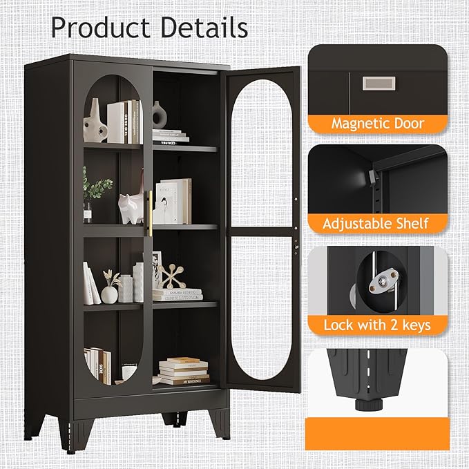PAOFIN 61" H Locking Display Cabinet