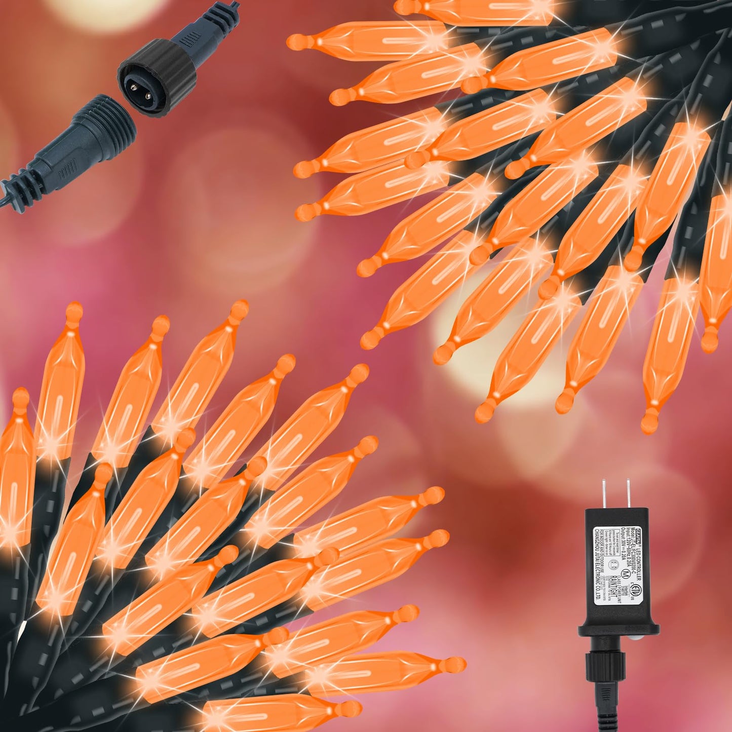 ILLUMINEW Orange Halloween Lights, 2 Pack 98ft 150 Count String Lights, Plug-in Waterproof Fall Lights for Spooky Halloween Yard Party Decor (Orange, 150 Count - 2 Pack)