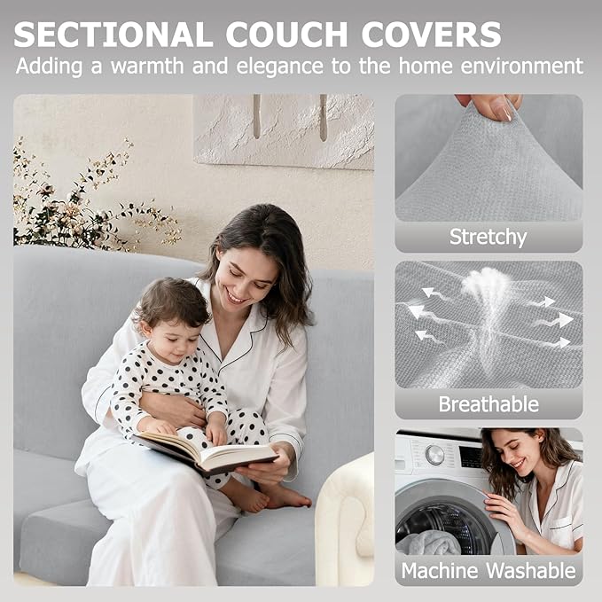 Arfntevss Velvet Corner Sectional Couch Covers Slipcovers L Shape Couch Cushion