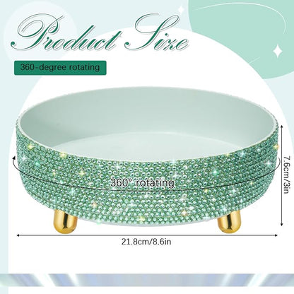 Honeydak Green Bling Perfume Makeup Organizer Bling Mother's Day Nurses Day Gifts for Women Bathroom Organizers and Storage 360 Rotating Makeup Organizer for Countertop(Resin Stone)