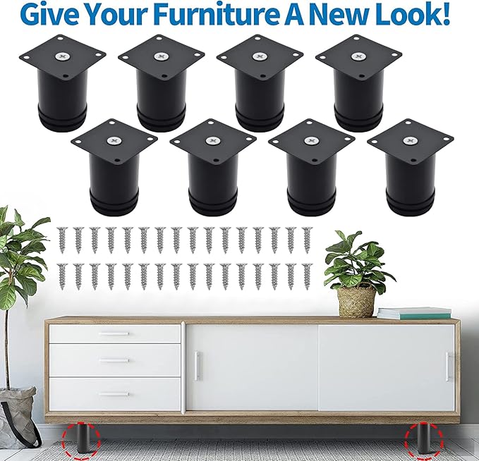 3 Inch Metal Furniture Legs Stainless Steel Adjustable Legs Black Metal Legs