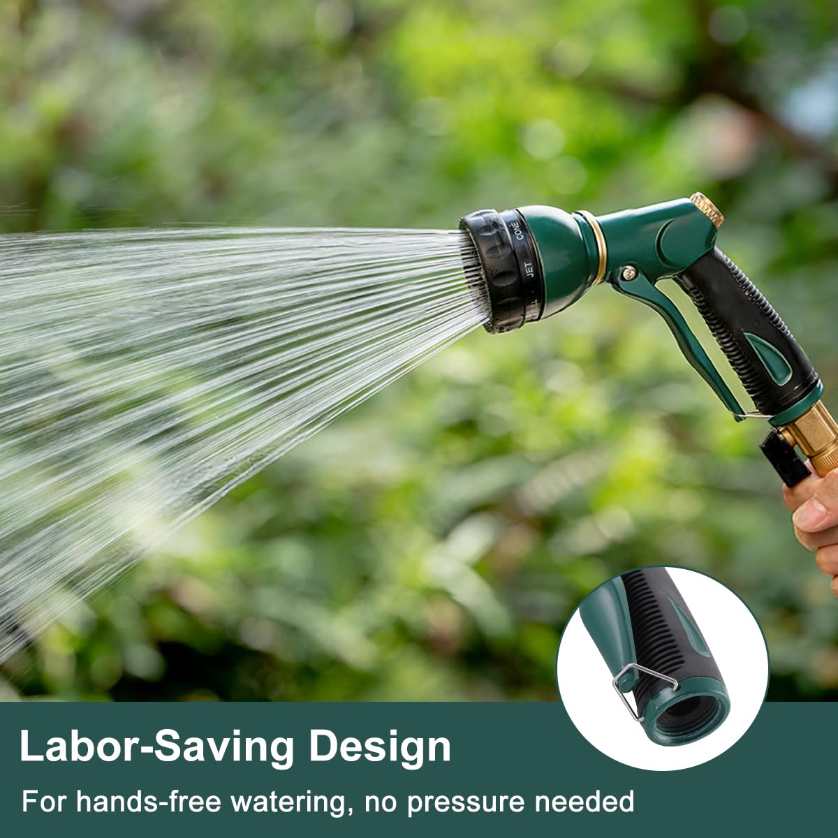 FANHAO Garden Hose Nozzle Sprayer Heavy Duty, 100% Metal Spray Nozzle High Pressure Water Hose Nozzle with 7 Patterns for Watering Garden, Washing Cars and Showering Pets