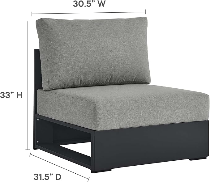 Modway Tahoe Aluminum Armless Patio Gray Modular Weather-Resistant