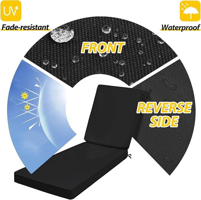 AAAAAcessories Outdoor Chaise Lounge Cushions, Fade-Resistant, Waterproof Patio