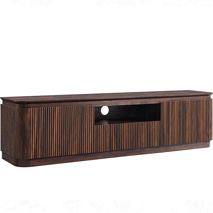 70" Fluted TV Stand for TVs Up to 80", Mid Century Modern Entertainment Center