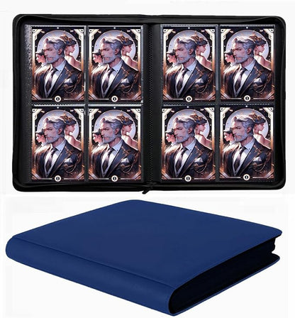 Trading Card Binder 4 Pocket, 240 Pockets Ringless PU Cover Card Collection Binder, Double Sided Card Binder Collector Album, Card Folder for MTG, TCG, Sports Cards, Game Card (Blue, 4Pockets)