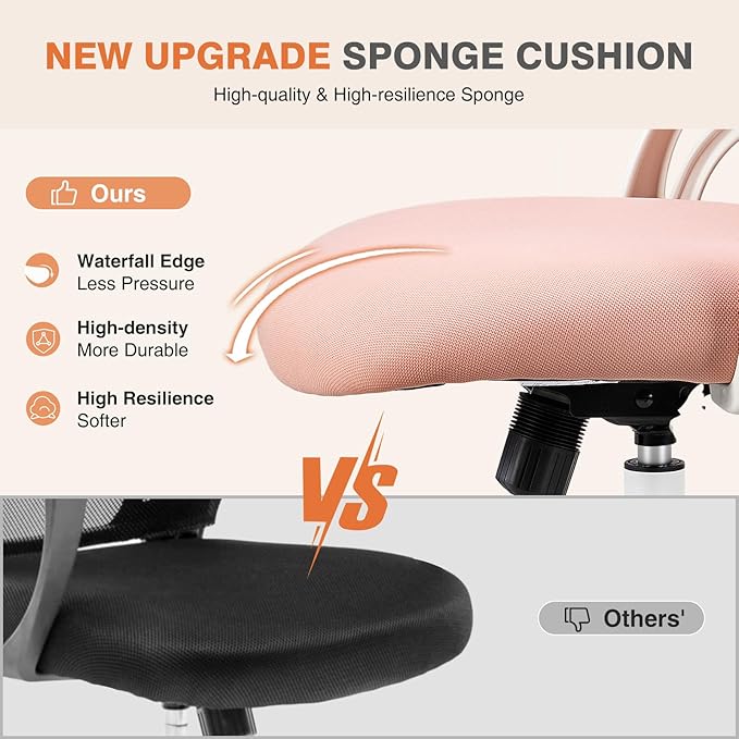 Sweetcrispy Office Computer Desk Chair, Ergonomic High-Back Mesh Rolling Work