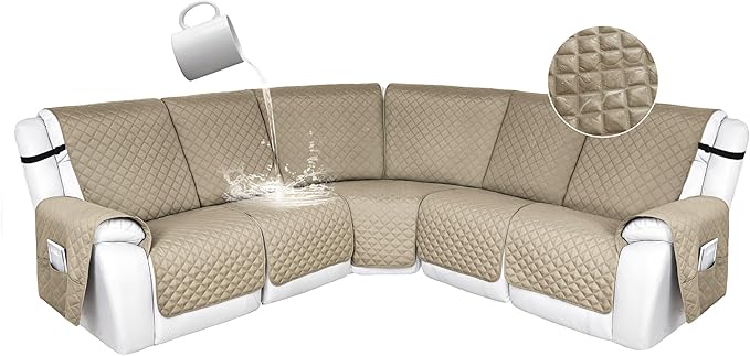 HDCAXKJ 100% Waterproof Reclining Sectional Couch Covers L Shape Recliner Sofa