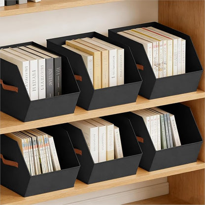 Homsorout Large Closet Storage Cubes - Closet Storage Bins with Dual Handles for Clothes, Towels, Toys, Shelf Organizer Bins for Bedroom, Nursery, Shelves, Small Spaces, Black, 3 Pack