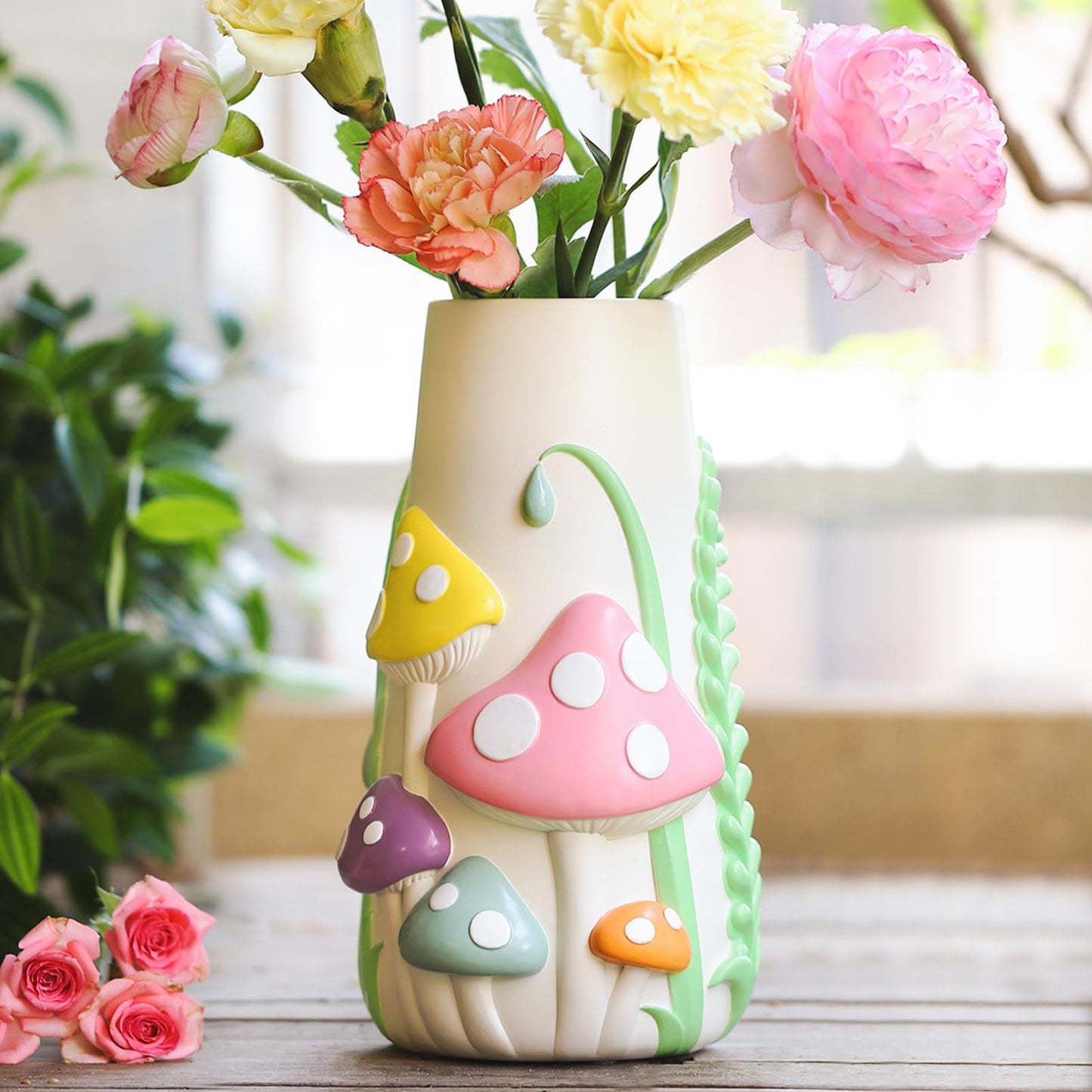 GUGUGO Pastel Mushrooms Vase for Flower Bundle Colorful Mushrooms Planters…