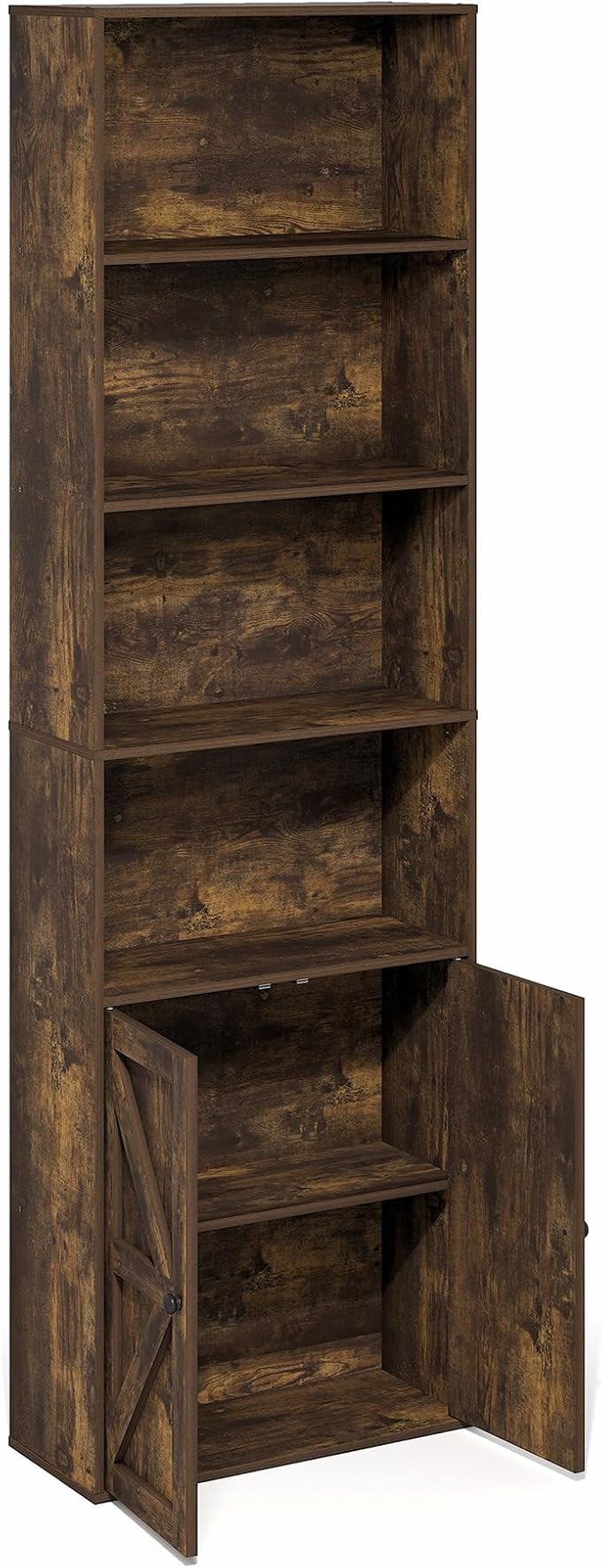 Furinno Jensen Book Shelf, 6-Tier Farmhouse Bookshelf, Display Bookcase
