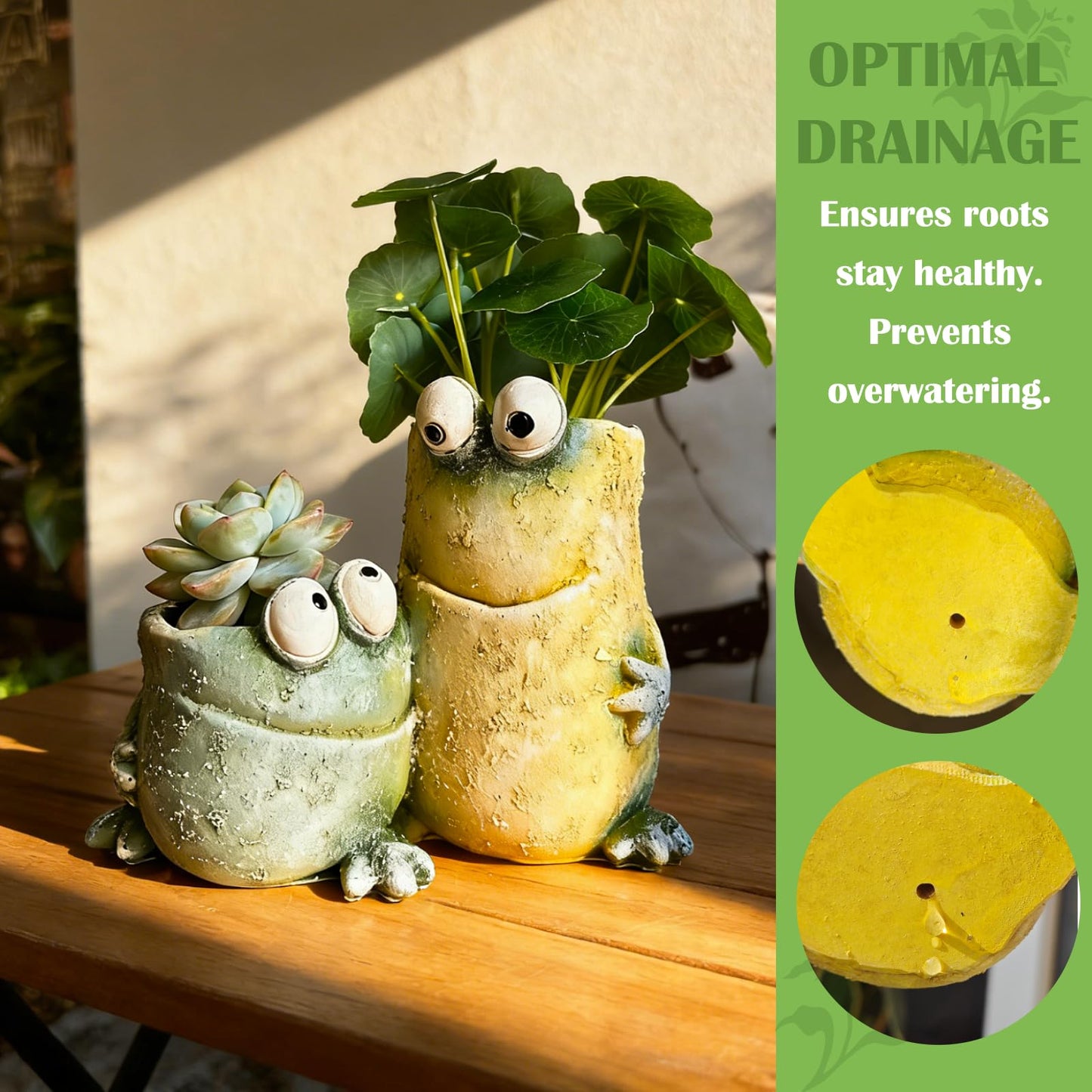 Cute Frog Planters,Funny Plant Pots with Dual Pots, Resin Funny Succulent Pots & Fun Planters for Indoor Windowsill Desk Office Decor, Gift for Plant Lovers