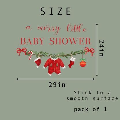 GIOGUK A Merry Little Baby Shower Decal - Merry Christmas Theme Baby Shower Party Decoration Wall Decal, Xmas Gender Reveal Party Supplies Wall Stickers, Christmas Sign Balloon Arch Decor Stickers