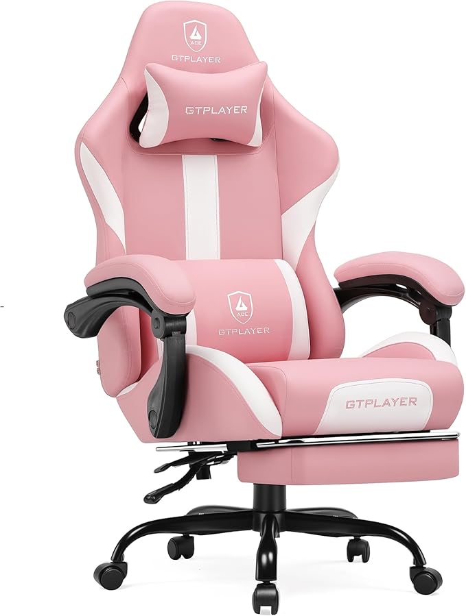 GTPLAYER Gaming Chair with Pocket Spring Cushion, Leather Office Chair with