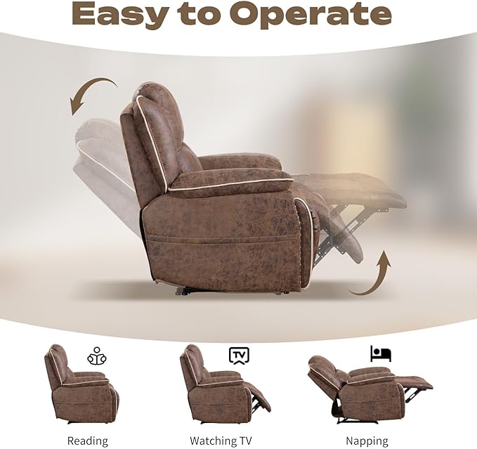 EBELLO Faux Leather Manual Recliner Sofa Set, Double 1 Seat Reclining Chair