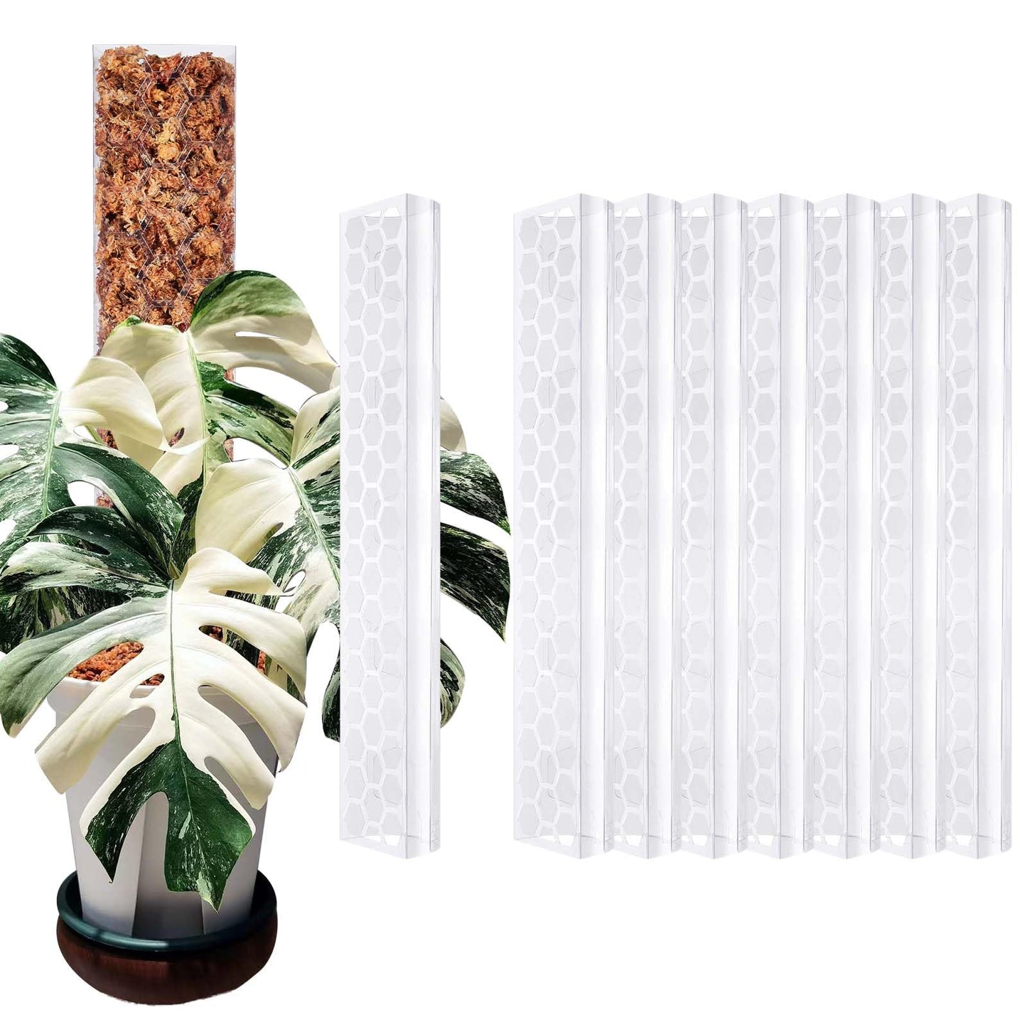 Haispring 8 Pcs 17 Inch Plastic Moss Pole for Plants Monstera,Designed Specifically for Climbing Plants, Stackable Plant Support for Indoor Plants