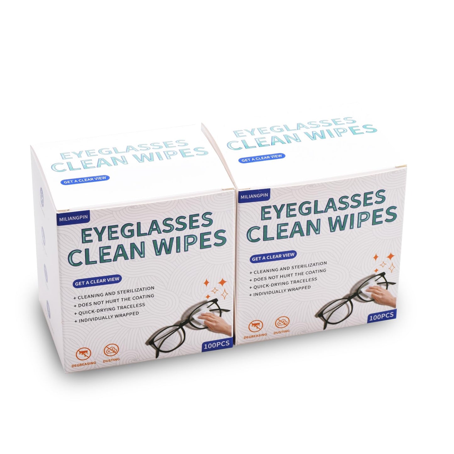 Disposable Lens Cleaning Wipes, Large 4.7" x 5.9" Size, 200 Count (2 Packs of 100), Multi-Purpose Cleaning Cloths for Glasses, Screens, Camera Lenses
