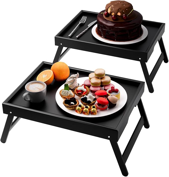 Fibogollo 2 Pack Bamboo Bed Tray Table