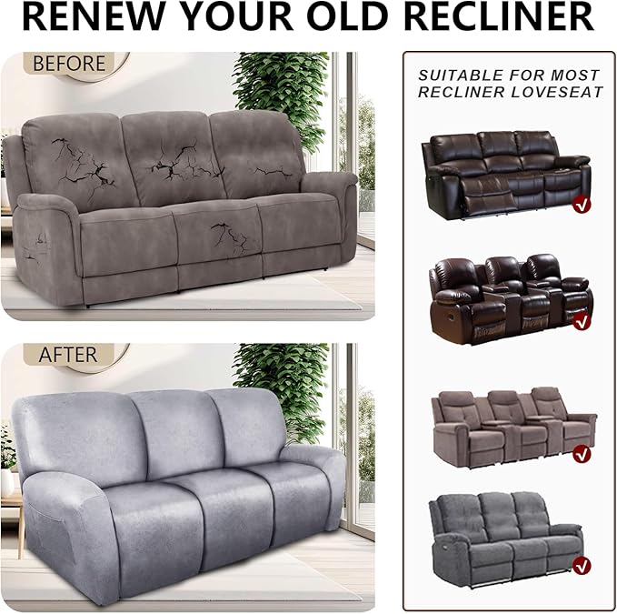 ANARACHON Recliner Couch Cover Leather Look Recliner Sofa Covers