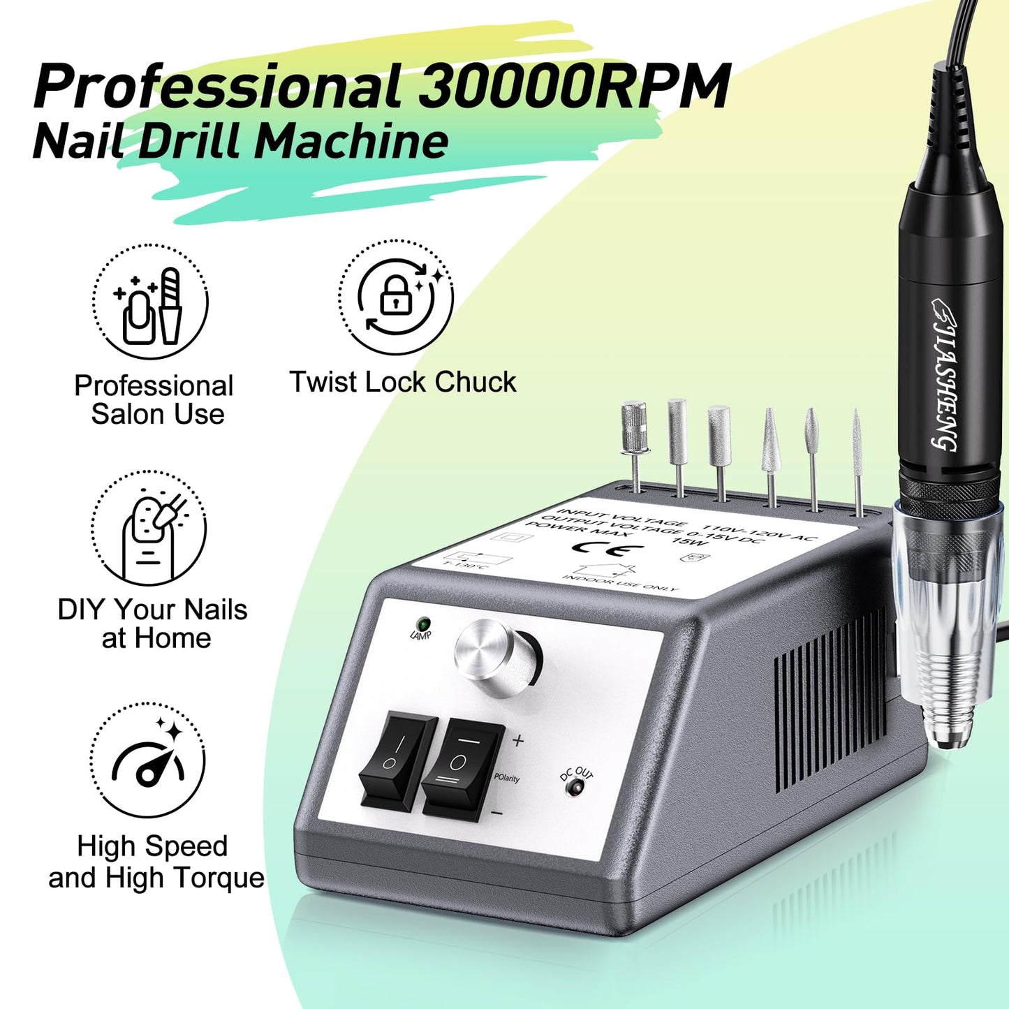 20000RPM Electric Nail Drill Professional Nail File Drill Acrylic Nails Kit for Manicure Gel Nail Polish Remover with 1 Pack of Sanding Bands(Pink)