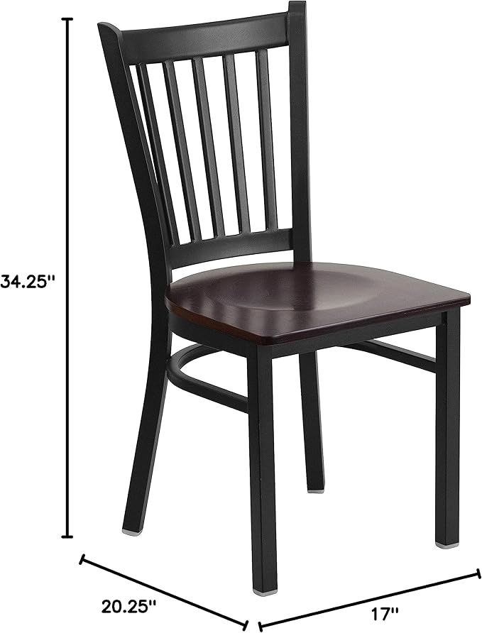 Flash Furniture 2 Pack HERCULES Series Black Vertical Back Metal Restaurant