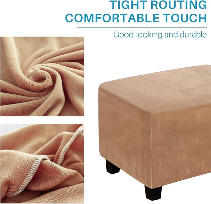 Ottoman Cover, Stretch Rectangle Velvet Ottoman Slipcovers of Foot Stool