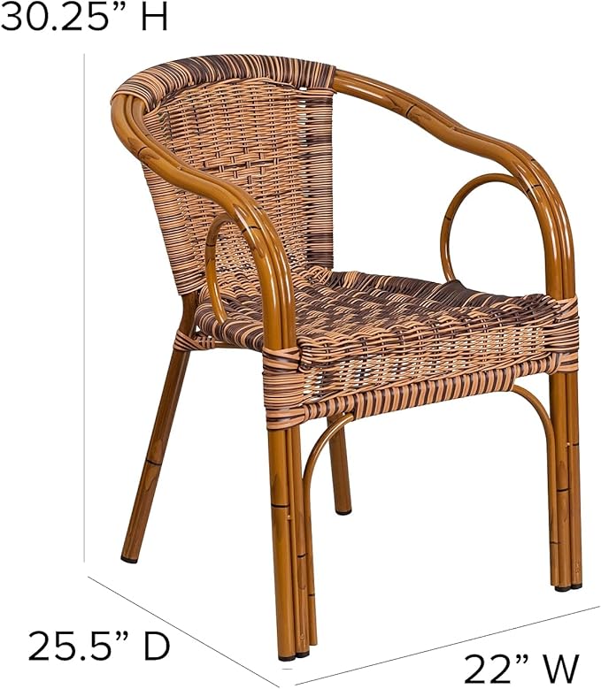 Flash Furniture Cadiz Series Dark Red Bamboo-Aluminum Indoor-Outdoor