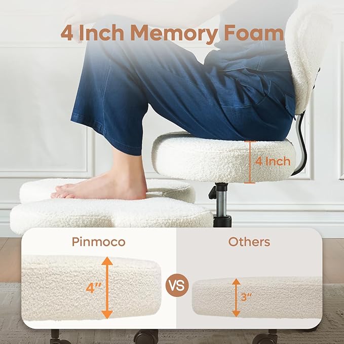Pinmoco Ergonomic Cross Legged Chair, 360° Swivel Meditation Chair