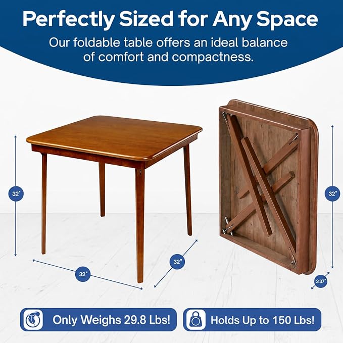 Stakmore Classic Straight Edge Square Folding Card Table 32x32
