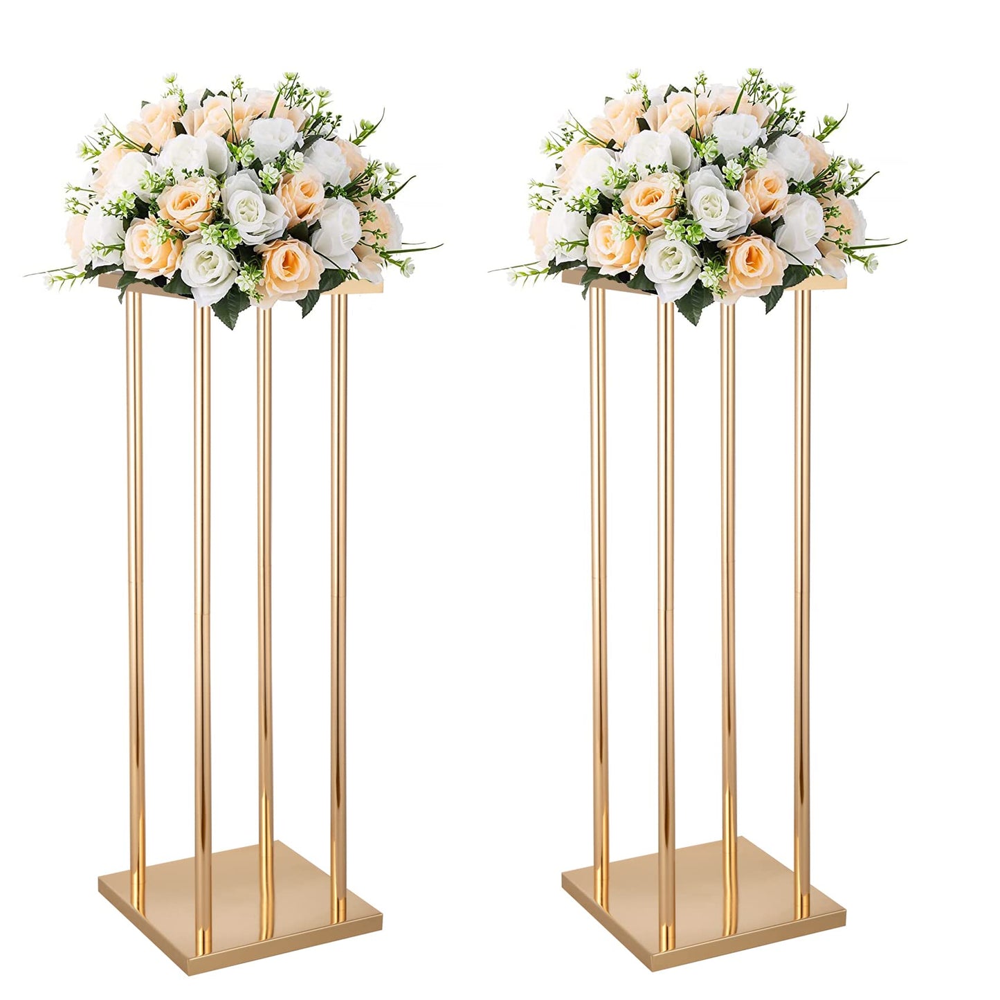 Bigsee 10pcs Column Pedestal Pillar Plant Stand Wedding Centerpieces for Tables Geometric Metal Flower Stand Gold, 31.5 Inch Tall Floor Vase Column Flower Holder for Wedding Party Table Decorations
