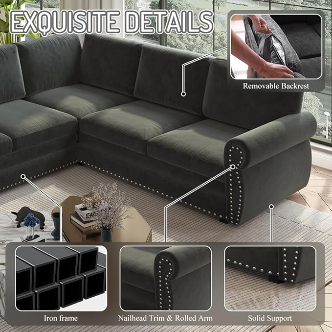 118" L-Shaped Sleeper Couch Bed