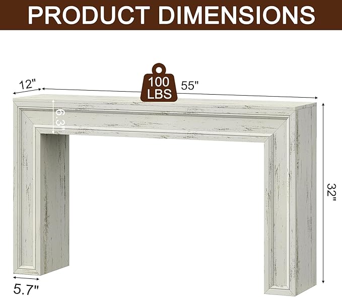 Rresyet 55 Inch Long Console Table, Sofa Table Behind Couch, Entryway Table