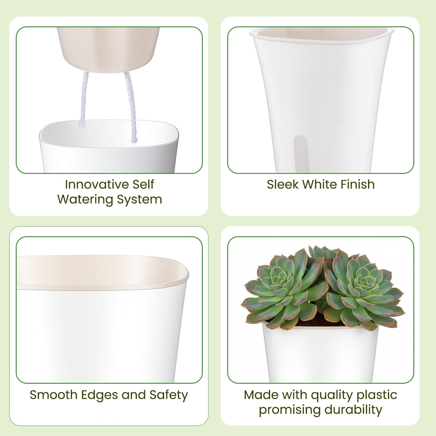 Giloaou 20 Pcs 3 Inch Self Watering Pots, Self Watering Planters with Water Level Indicator Vents, Plastic Garden Flower Pots for Indoor Succulents, Flowers
