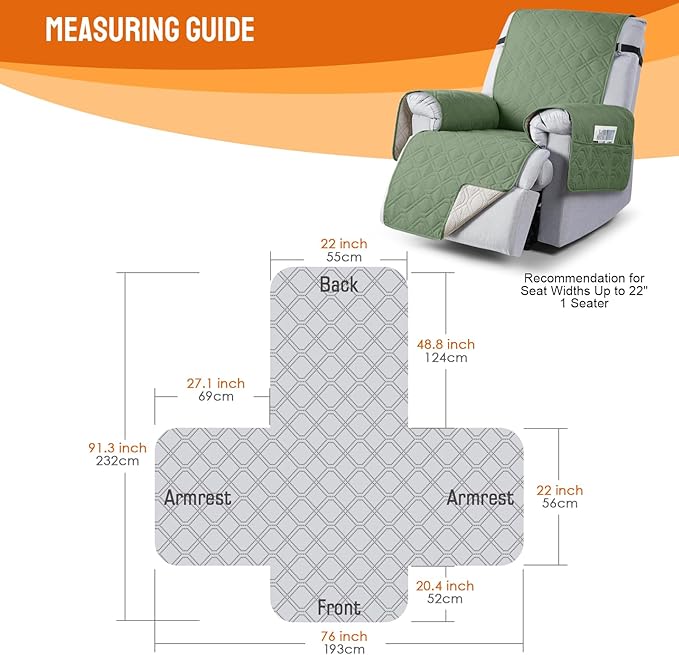 VANSOFY 100% Waterproof Recliner Chair Covers, Recliner Cover Non-Slip Dog