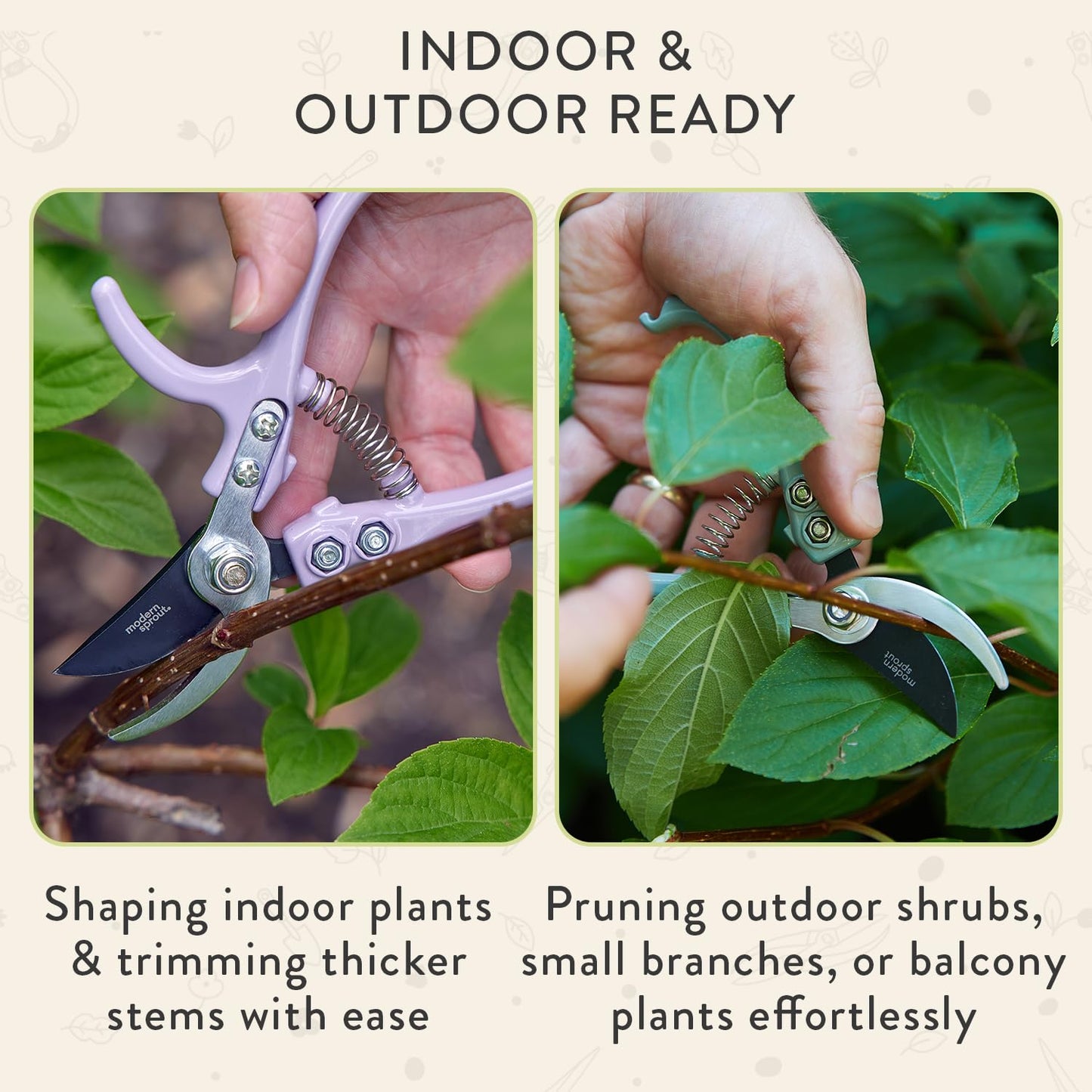 Modern Sprout Hand Pruners - Lightweight Pruning Shears W/Easy Lock- Gardening Scissors - Bypass Sharp Carbon Steel Blade - Rust Resistant - Garden Tools - Reusable Holster - Chartreuse