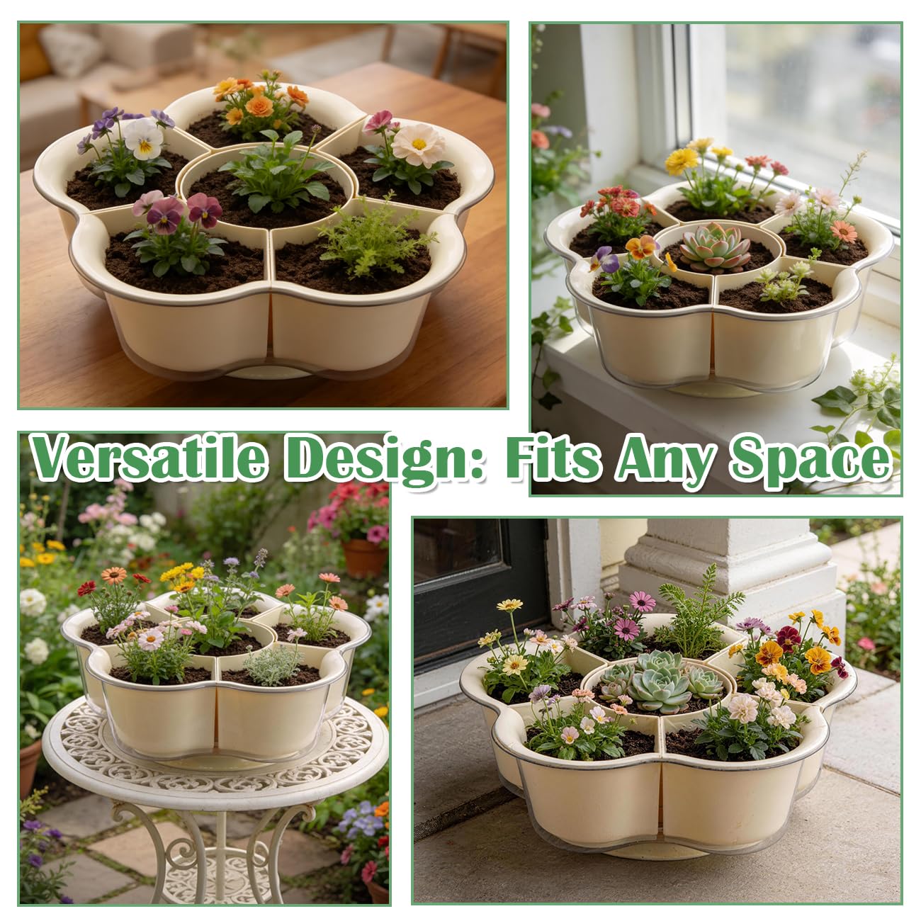 Plant Pots Indoor, 2 Pack Rotating Flower Pots with Drainage Holes & Clear Saucer (12 Small Bonsai Nursery Pots) Visible Water Level Bottom Watering Cactus Herbs Succulent Pots Planters Gardening Gift