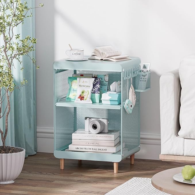 SYKIARIOL Kids Nightstand for Girls, Metal Bedside Table