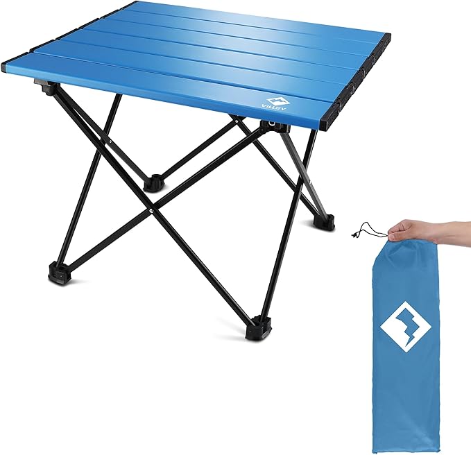 VILLEY Portable Camping Side Table, Ultralight Aluminum Folding Beach Table