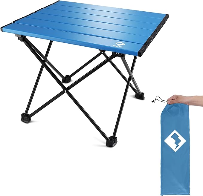 VILLEY Portable Camping Side Table, Ultralight Aluminum Folding Beach Table