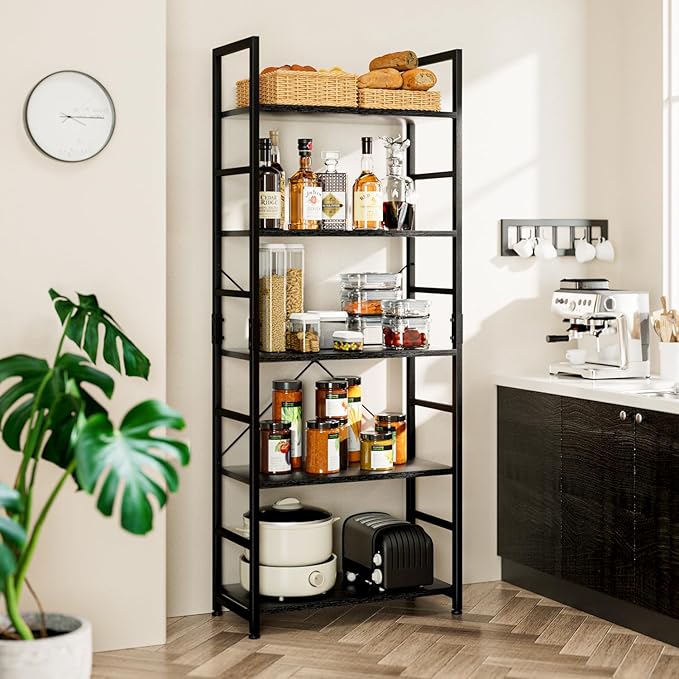 NUMENN 5 Tier Bookshelf, Tall Bookcase Shelf Storage Organizer, Modern Book