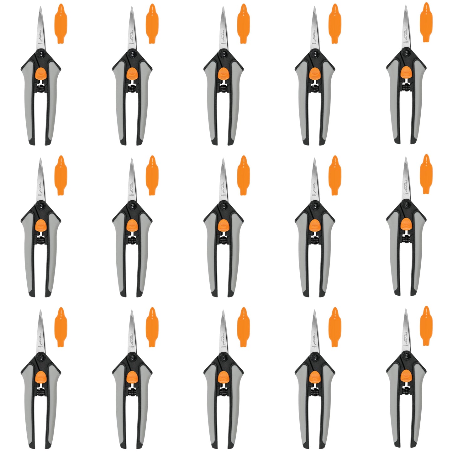 Fiskars 15pc Micro-Tip Pruning Snip Set, Precision Stainless Steel Blades, Softgrip Handles for Deadheading, Trimming & Shaping Small Plants