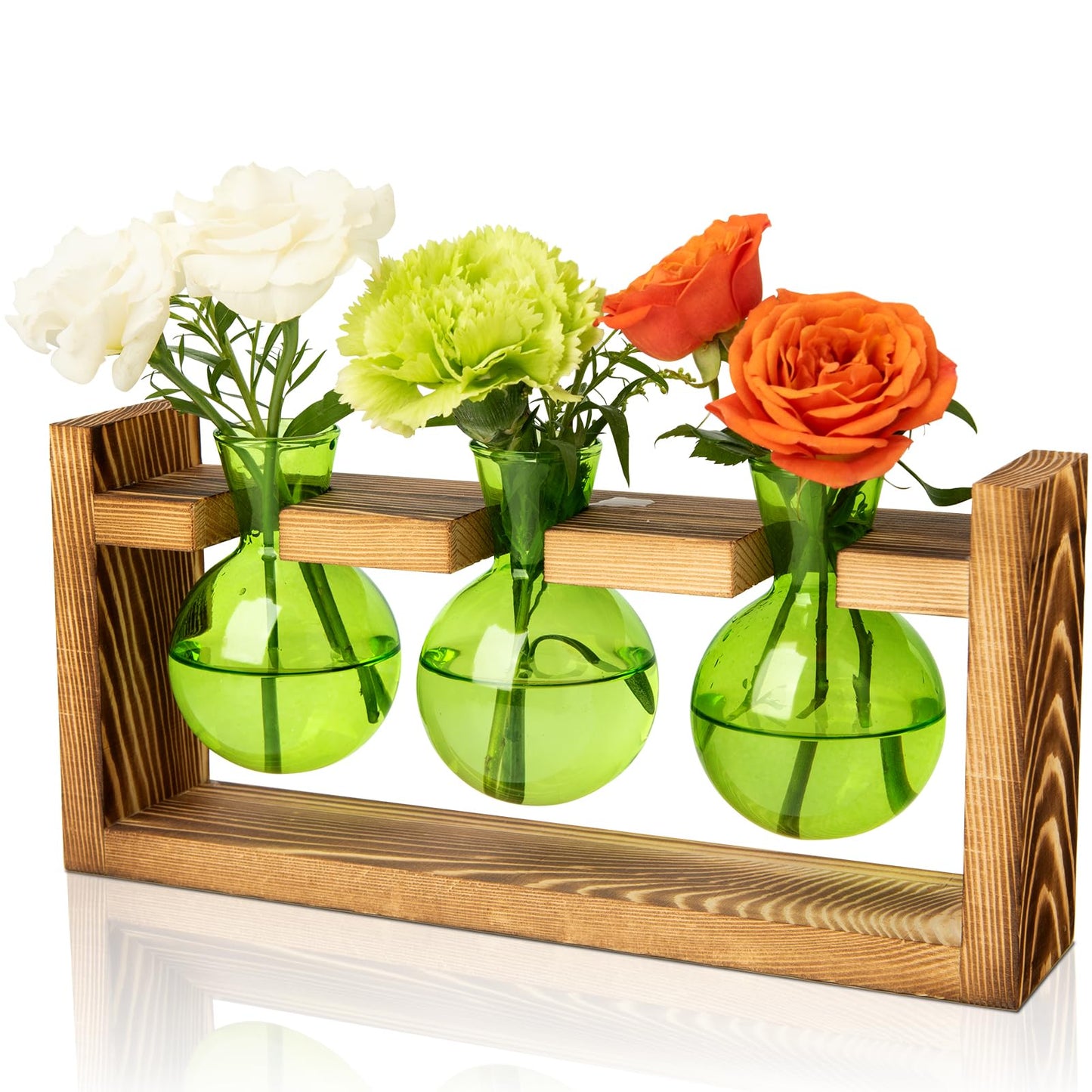 XXXFLOWER Glass Plant Terrarium Propagation Station, Gifts for Mom Plant Lovers Wife Daughter, 3 Bulb Glass Vase Plant Terrarium Tabletop for Hydroponics Home Office Indoor Decor (Green)