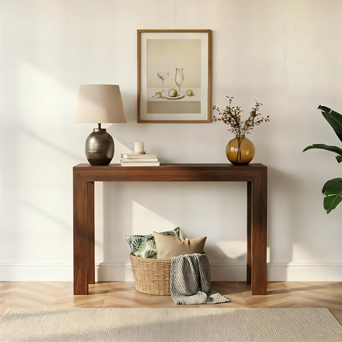Plank+Beam Modern 46 Inch Console Table, Solid Pine Wood Entryway Table